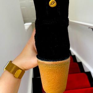 UGG  women’s ankle boots with heel and fur size 6.